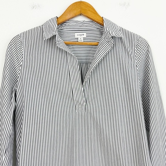 J. Crew 100% Cotton High Low Popover Stripes Tunic Top Size Small - Picture 2 of 16